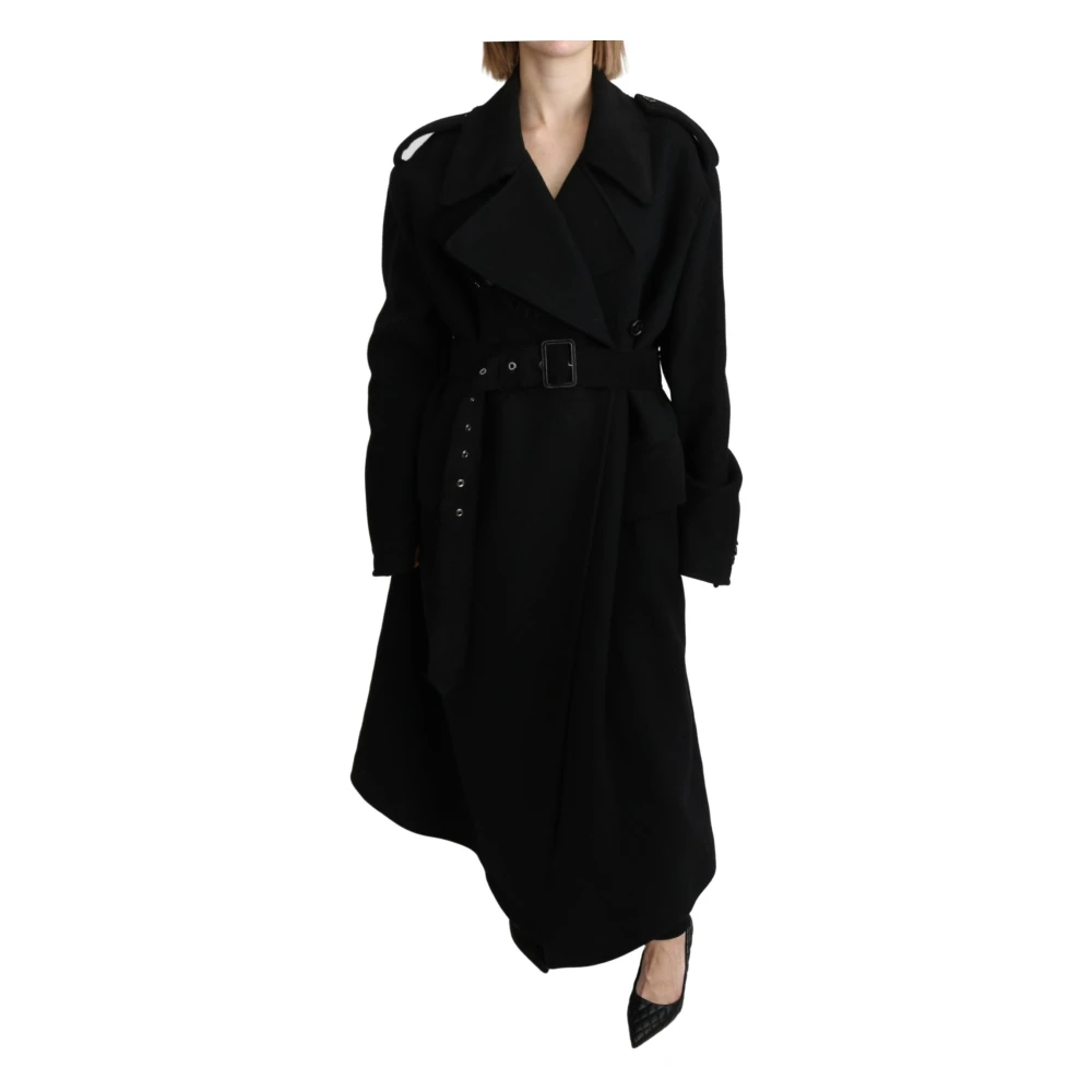Dolce & Gabbana Women's Black Virgin Wool Blazer Trenchcoat Jacket - Belted Coats - S - Coats