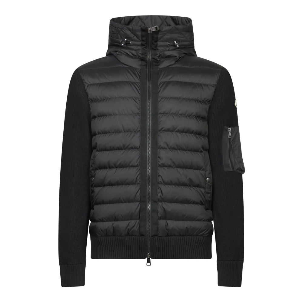 Moncler Hybride Gebreide en Dons Cardigan Black Heren