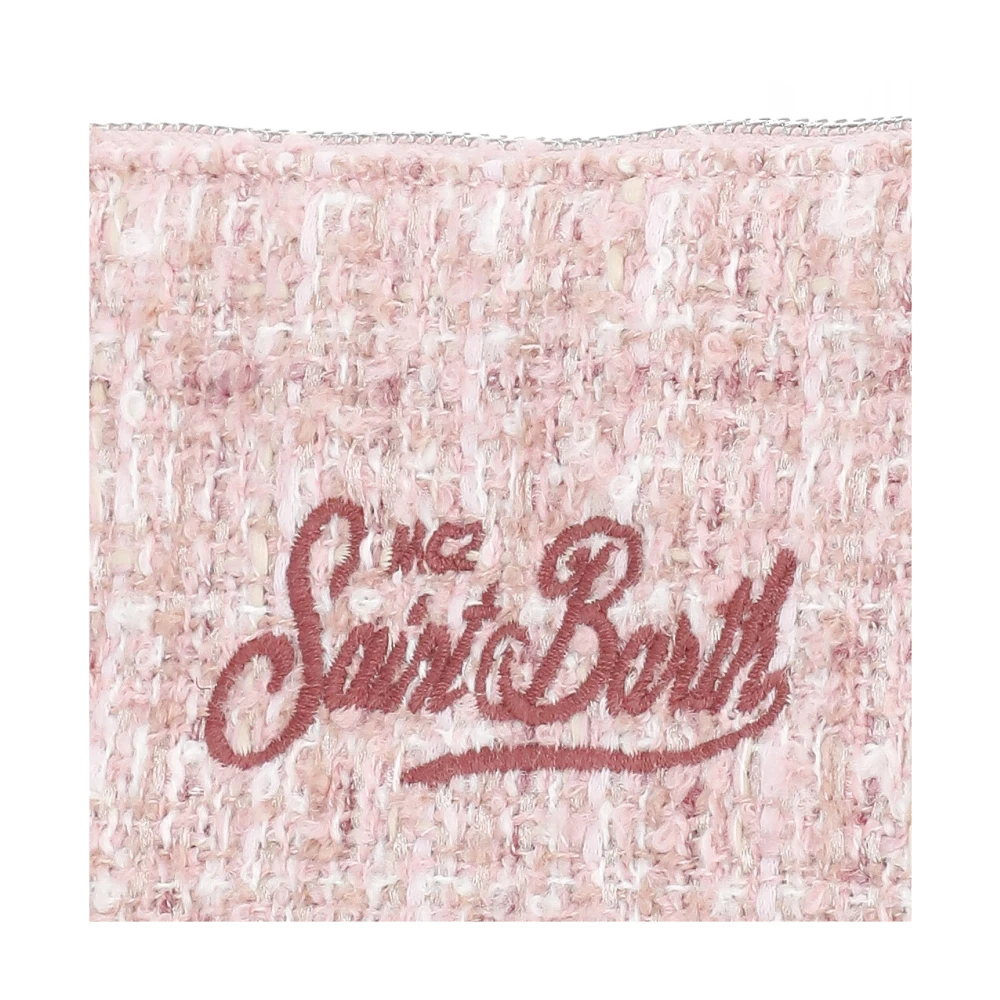 Saint Barth Roze Tweed Clutch Tas met Geborduurd Logo Pink Dames
