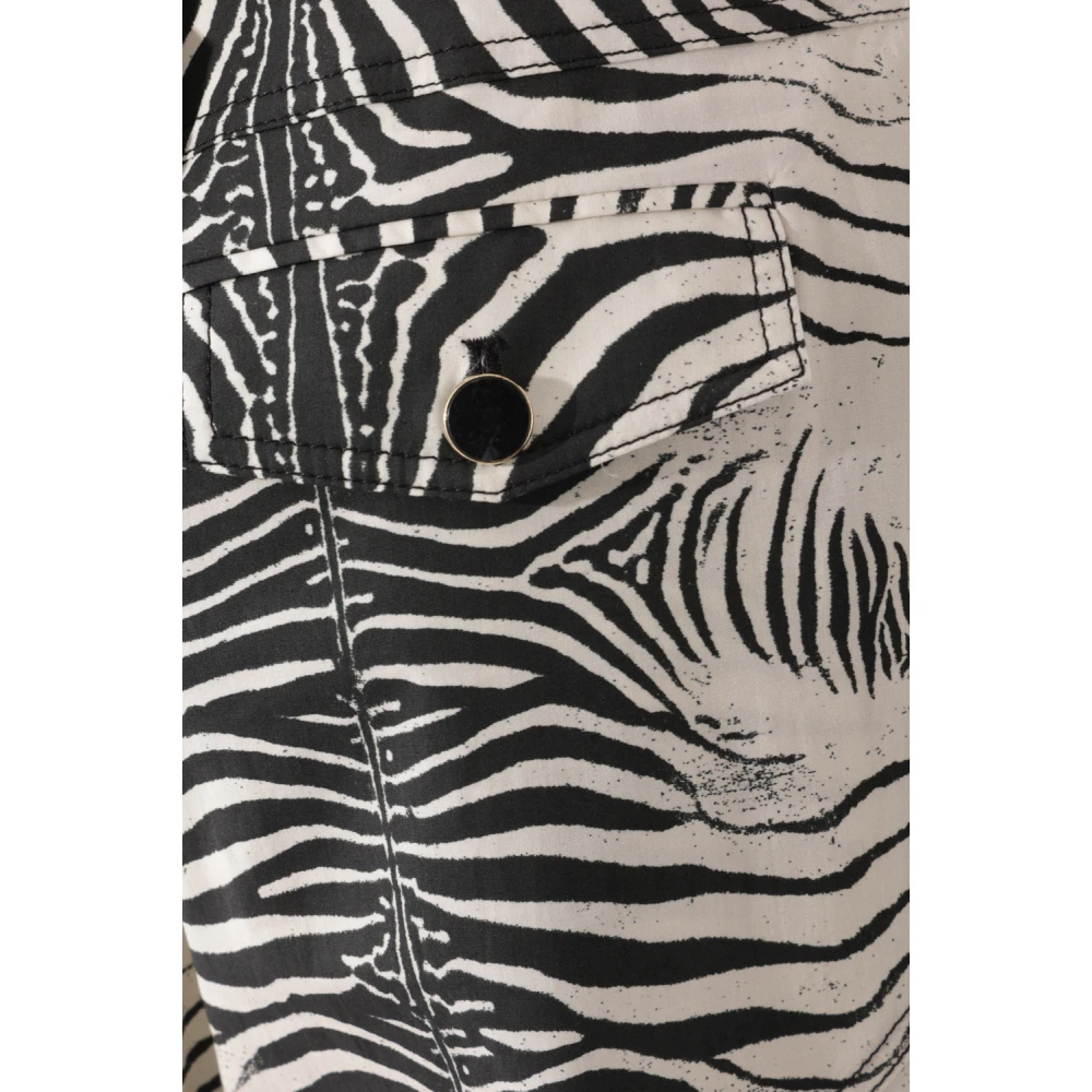Roberto Cavalli Cargo Broek met Witte Tigresse Print Multicolor Dames