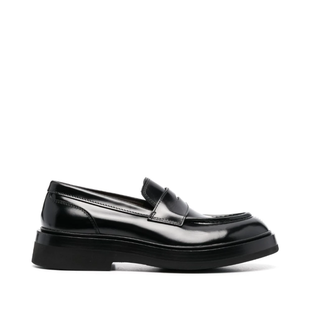 Santoni Klassieke zwarte leren loafers Black Heren