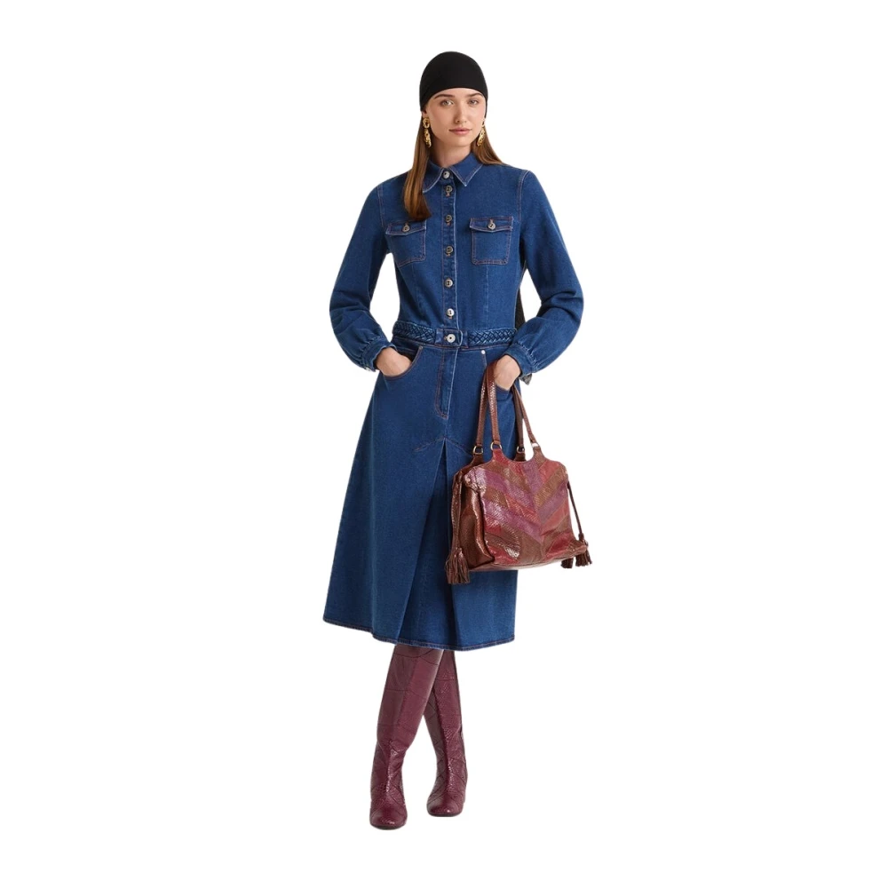 Maliparmi Women's Blue Denim Crafts Dress