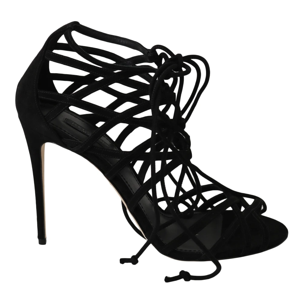 Dolce & Gabbana Women's Black Elegant Suede Gladiator Stilettos