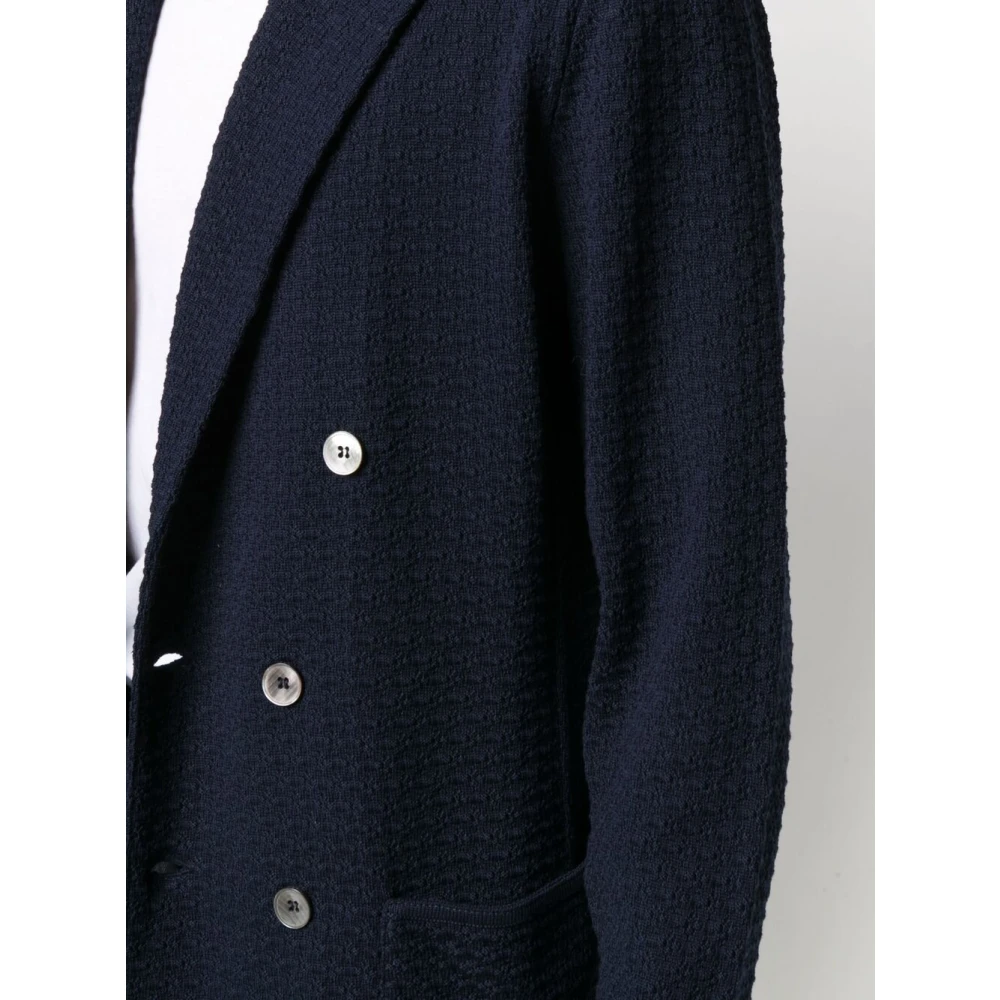 Lardini Blauwe Dubbel-Borst Katoenen Jas Blue Heren