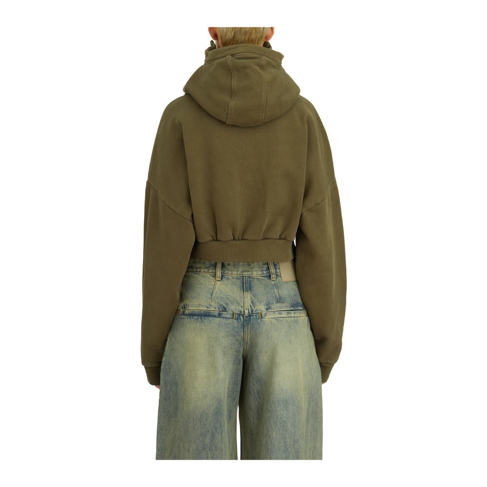 Entire Studios Cropped Militaire Zip Hoodie Green Dames