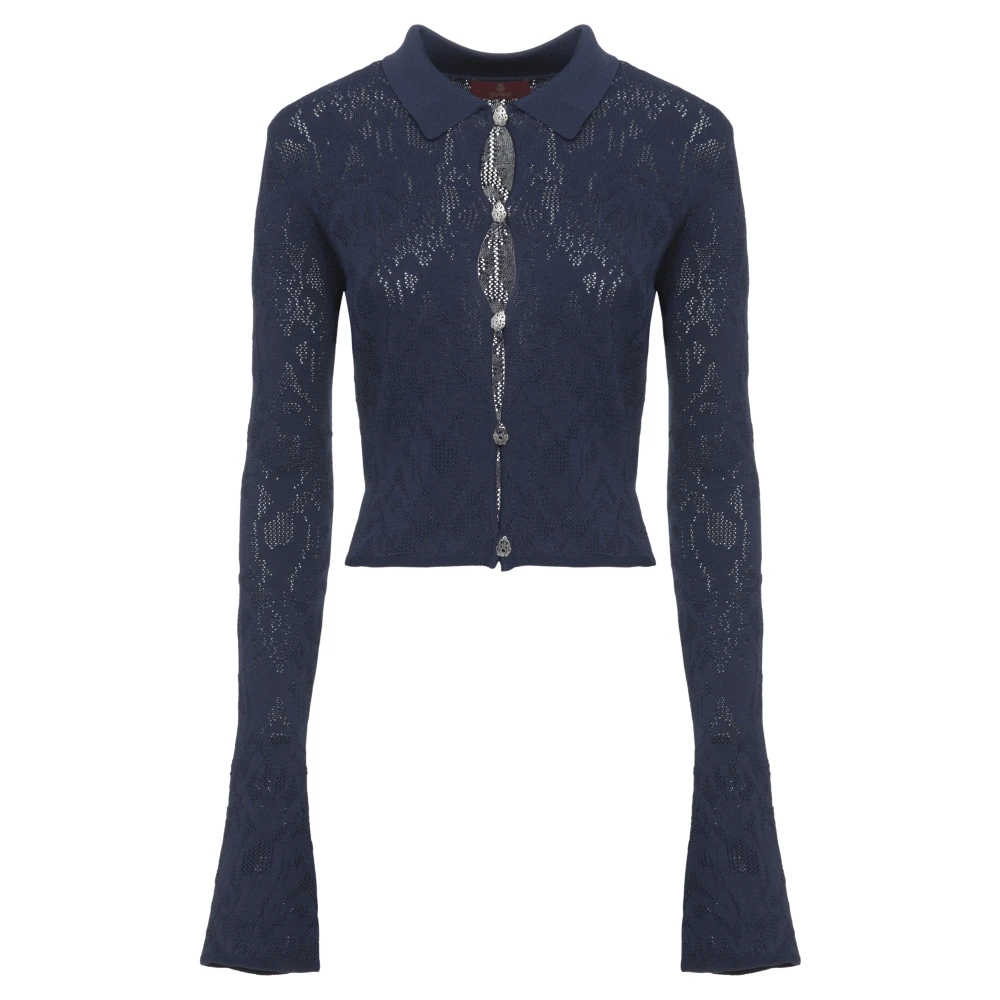 DONDUP - Cardigan blu scuro in viscosa e poliammide - Donna - Taglia L - Immagine 3