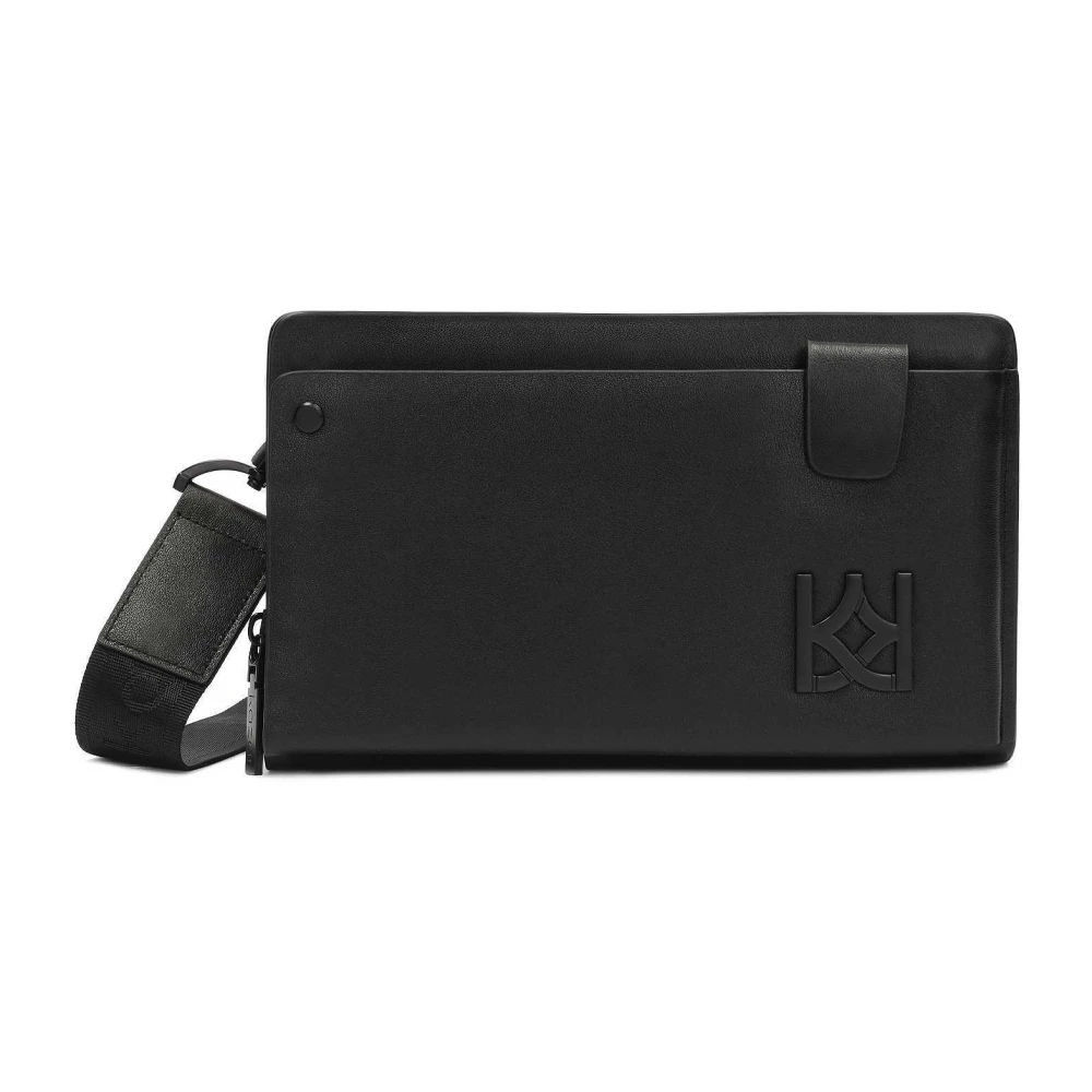 Kazar Zwarte leren heren zakje met riem Black Heren