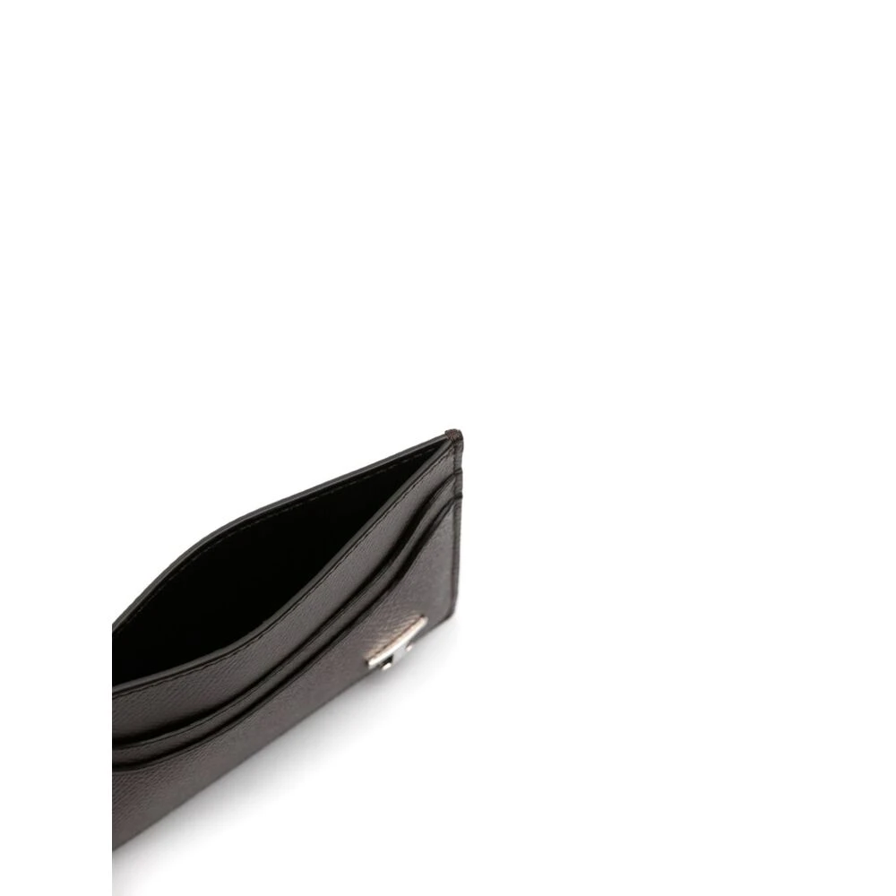 TOD'S Gestructureerde Leren Kaarthouder Tijdloos Logo Brown Heren