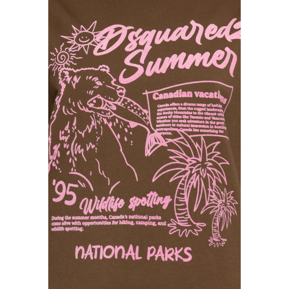 Dsquared2 T-shirt met logo Brown Dames