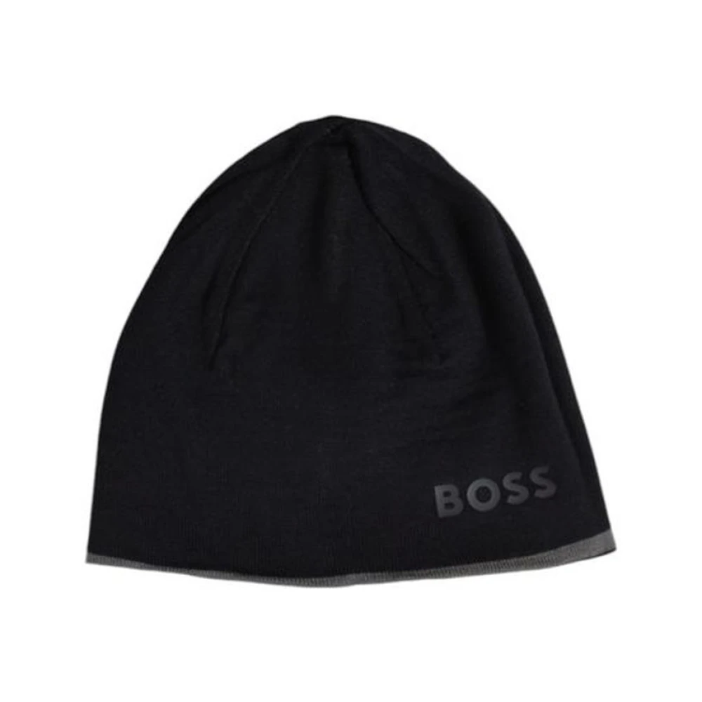 Hugo Boss Zwarte wollen blend hoed & pet Black Heren