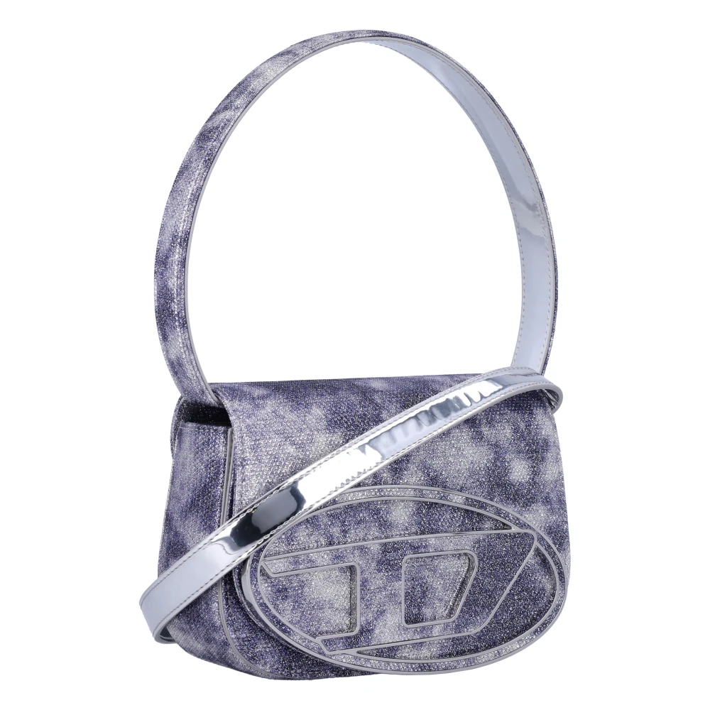 Diesel Glitter Print Crossbody Tas Blue Dames