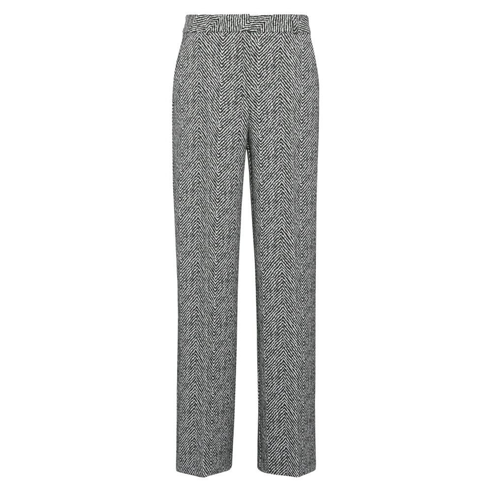 comma Wijde Jacquard Broek Gray Dames
