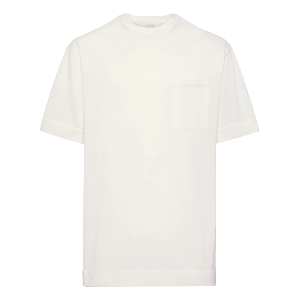 Boggi Milano Pima Katoenen Gebreid T-Shirt White Heren