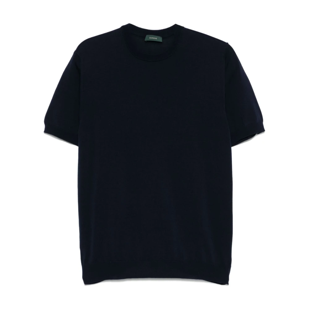 Zanone Blauw T-shirt voor mannen Blue Heren