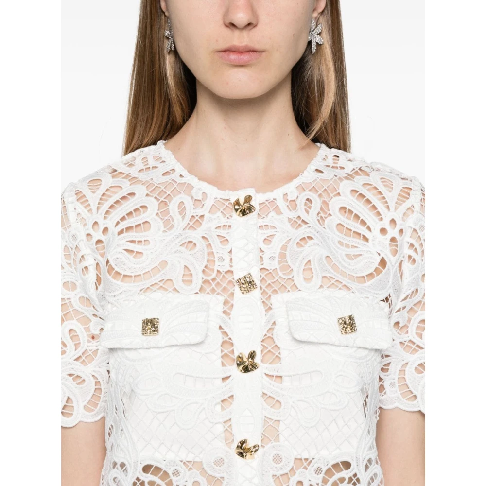 Self Portrait Blonde Top Wit Shirt White Dames
