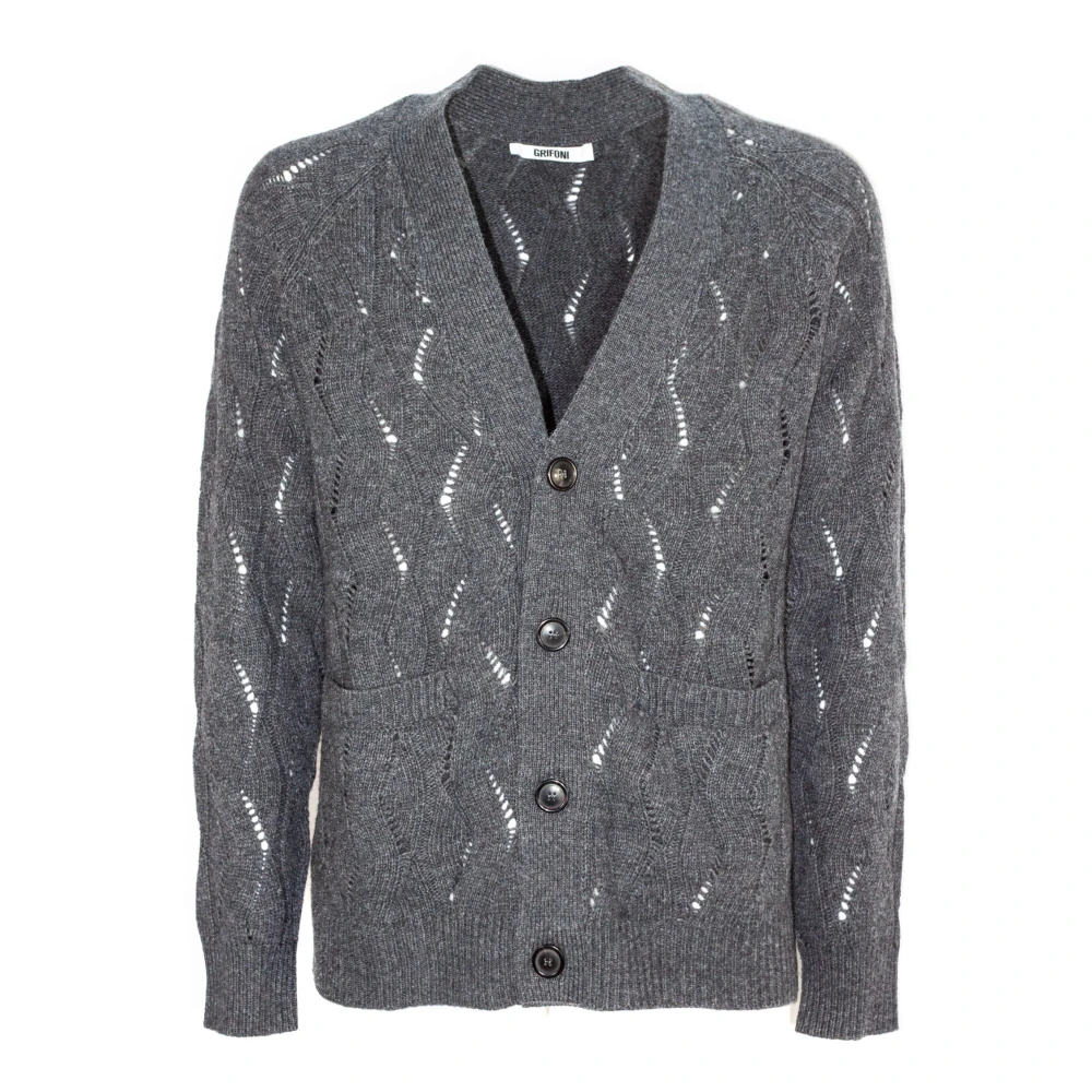 Mauro Grifoni Grijze Kabeltrui Cardigan Sweater Gray Heren