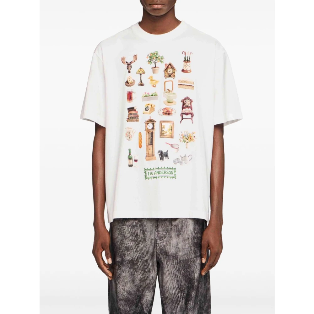 JW Anderson Wit T-shirt met diorama print White Heren