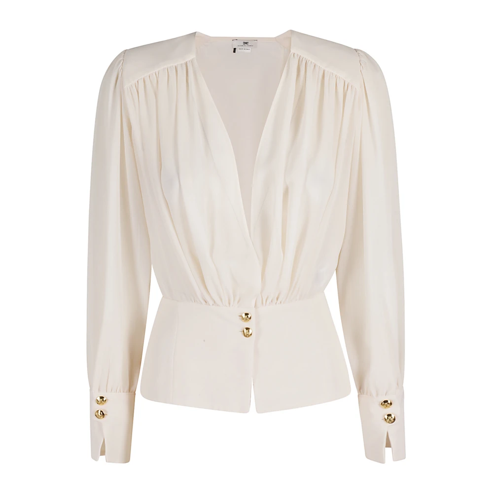 Elisabetta Franchi Elegante Witte Blouse voor Vrouwen Beige Dames