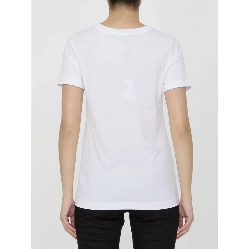 Dolce & Gabbana Witte T-shirt met Kant Logo White Dames