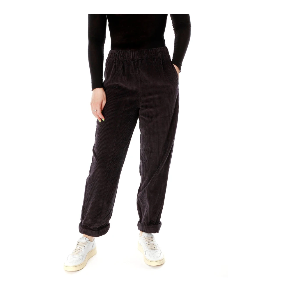American vintage Corduroy Mom-Fit Broek met Hoge Taille Gray Dames
