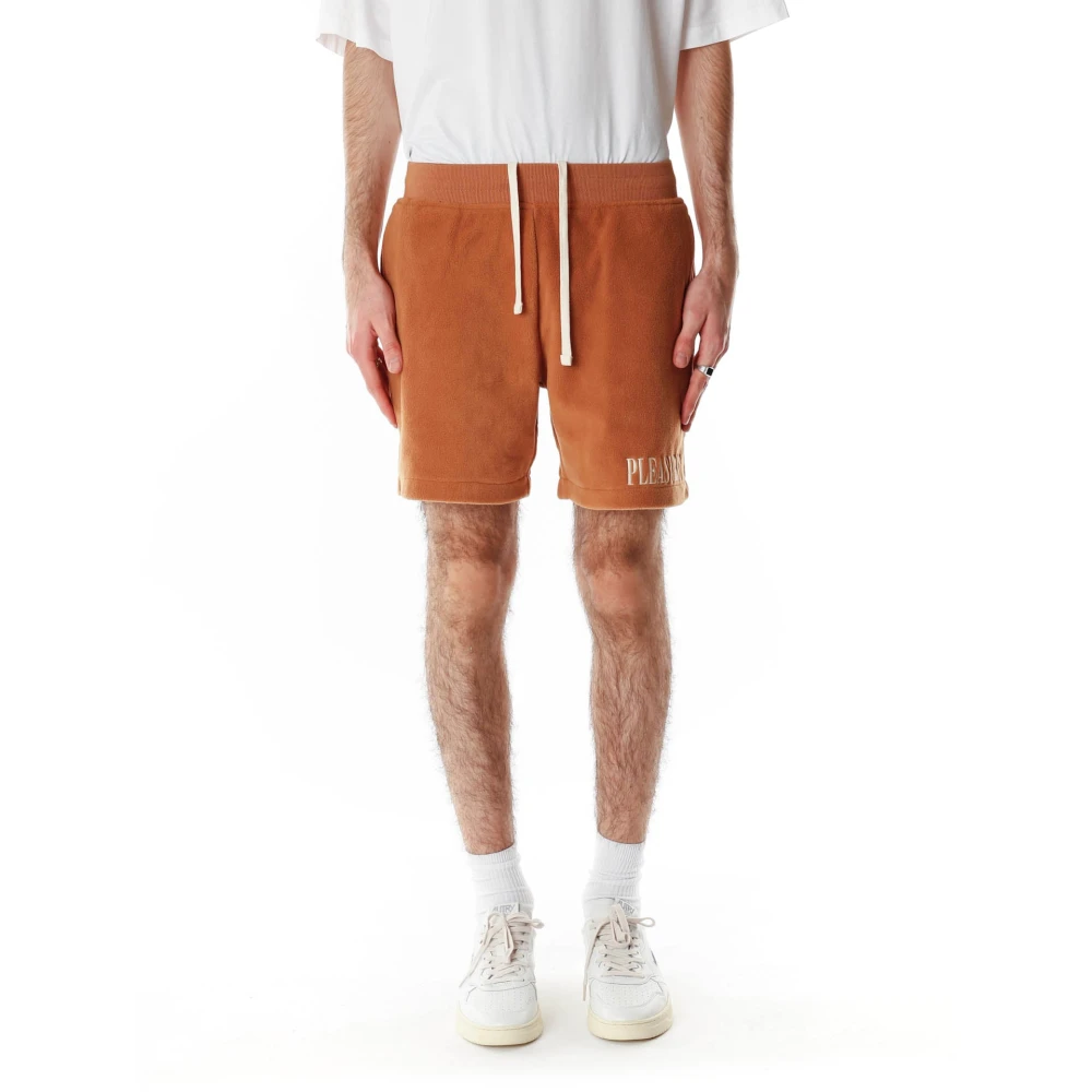 Pleasures Fleece Shorts met elastische tailleband Brown Heren