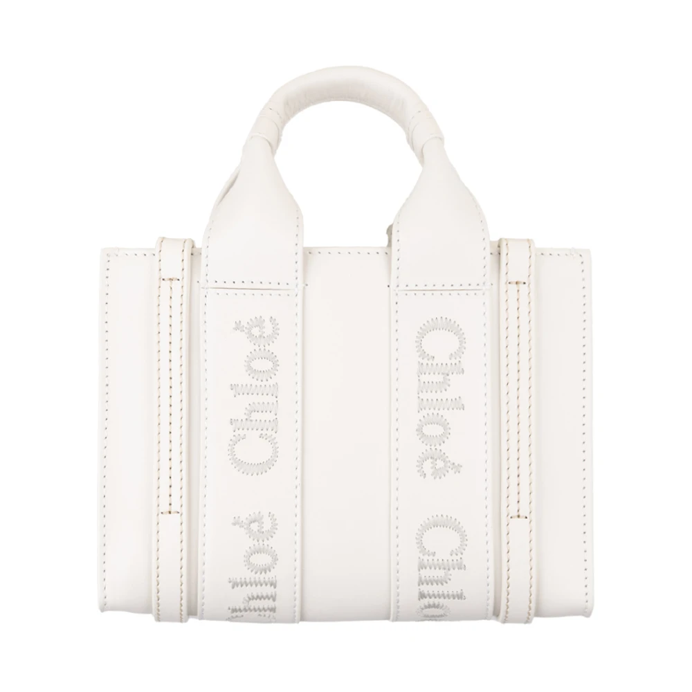 Chloé Witte Woody Mini Tote Tas White Dames