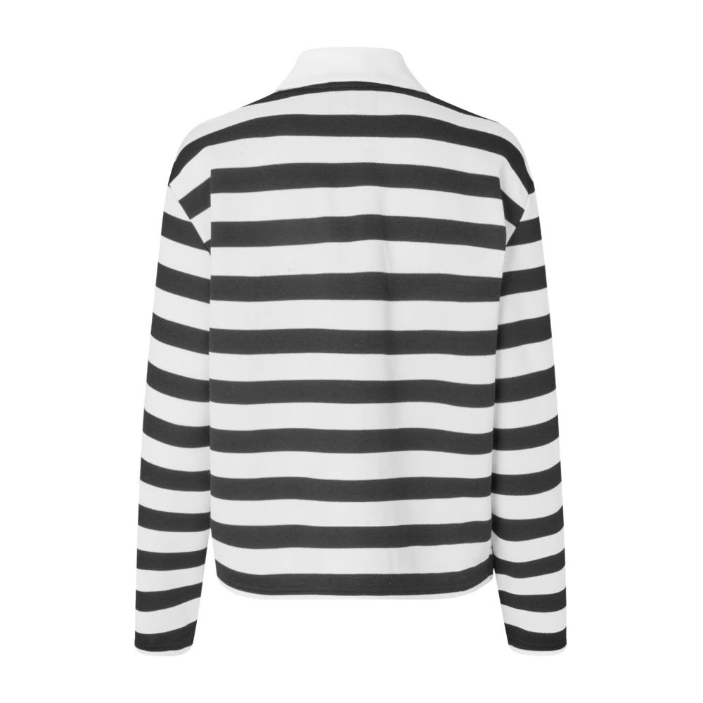 Cras Gestreepte polo blouse met lange mouwen White Dames