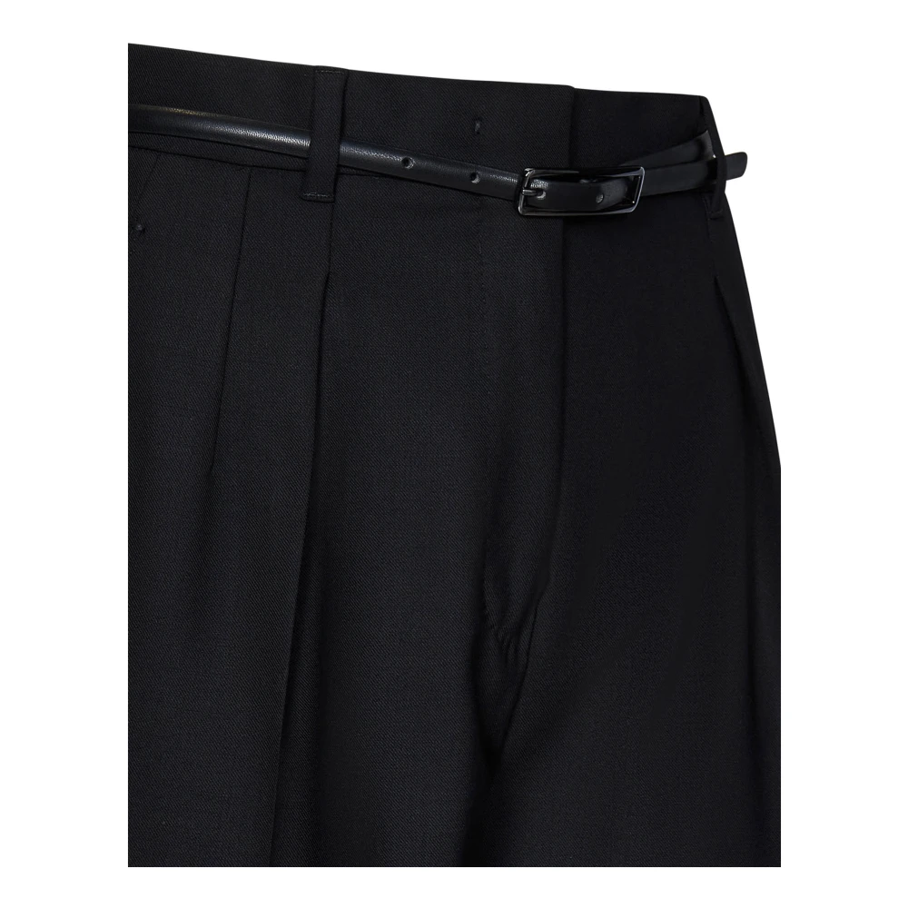 Max Mara Zwarte Wol Dubbele Plooi Broek Black Dames