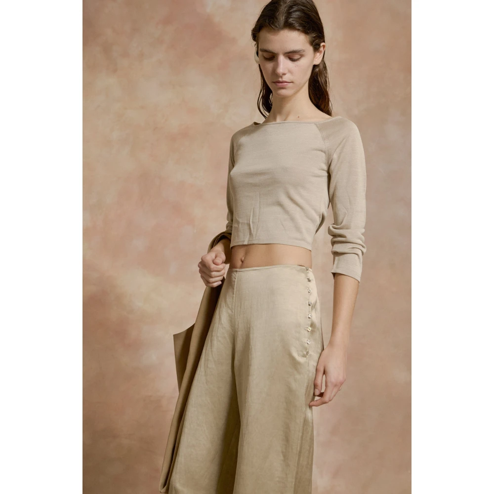 Cortana Paz broek met wijde pijpen nacre Beige Dames