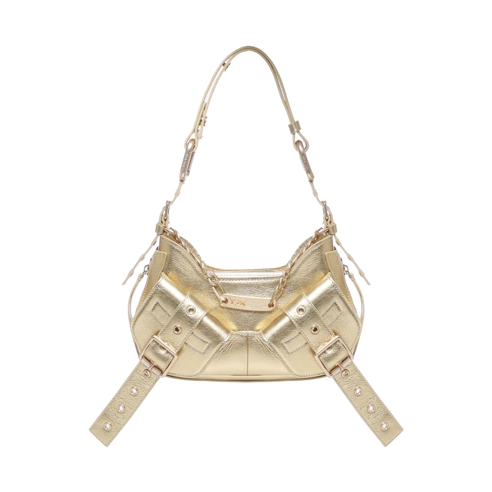 Biasia Gouden Leren Schoudertas met Rits Beige Dames