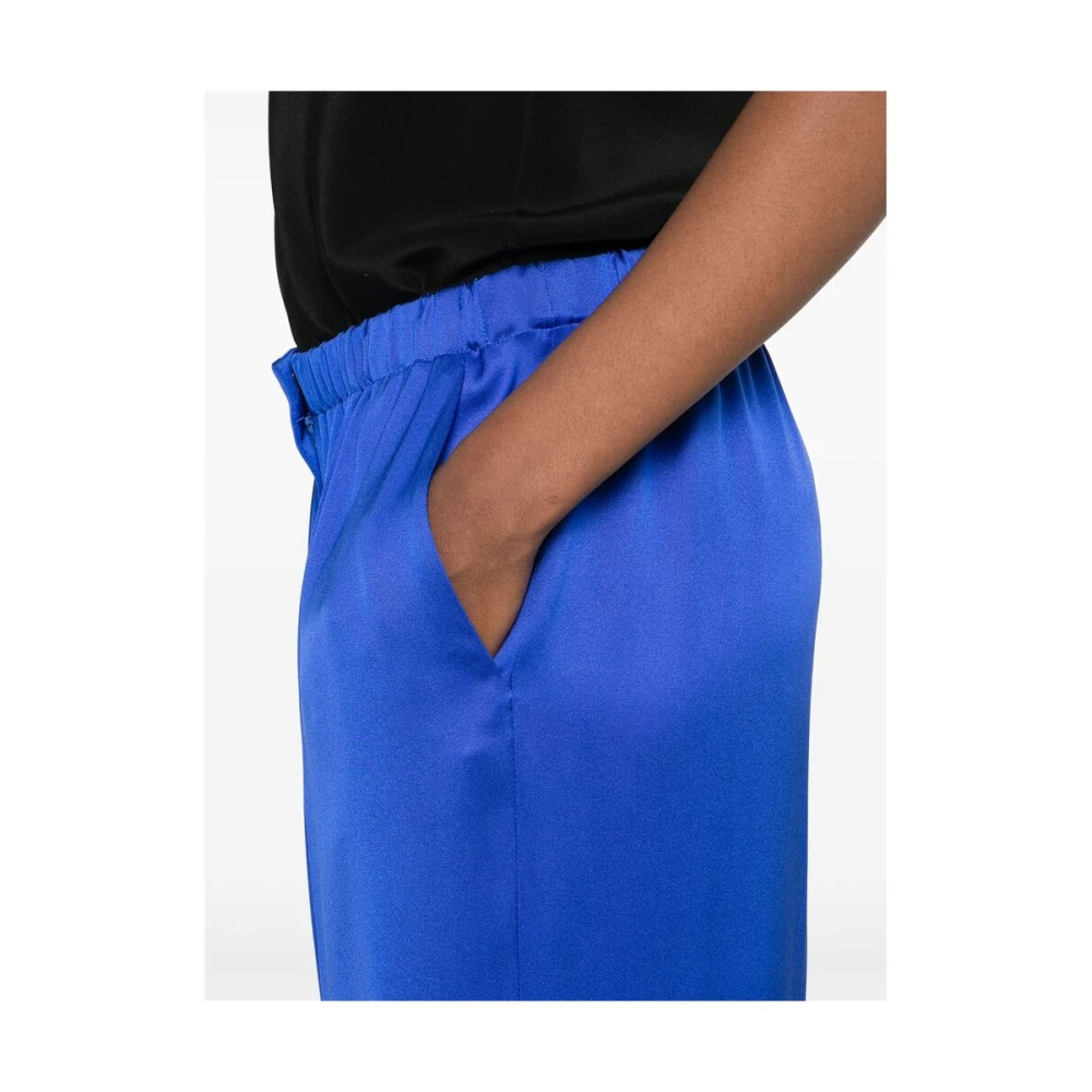 Giorgio Armani Koningsblauwe Zijden Satijnen Broek Blue Dames