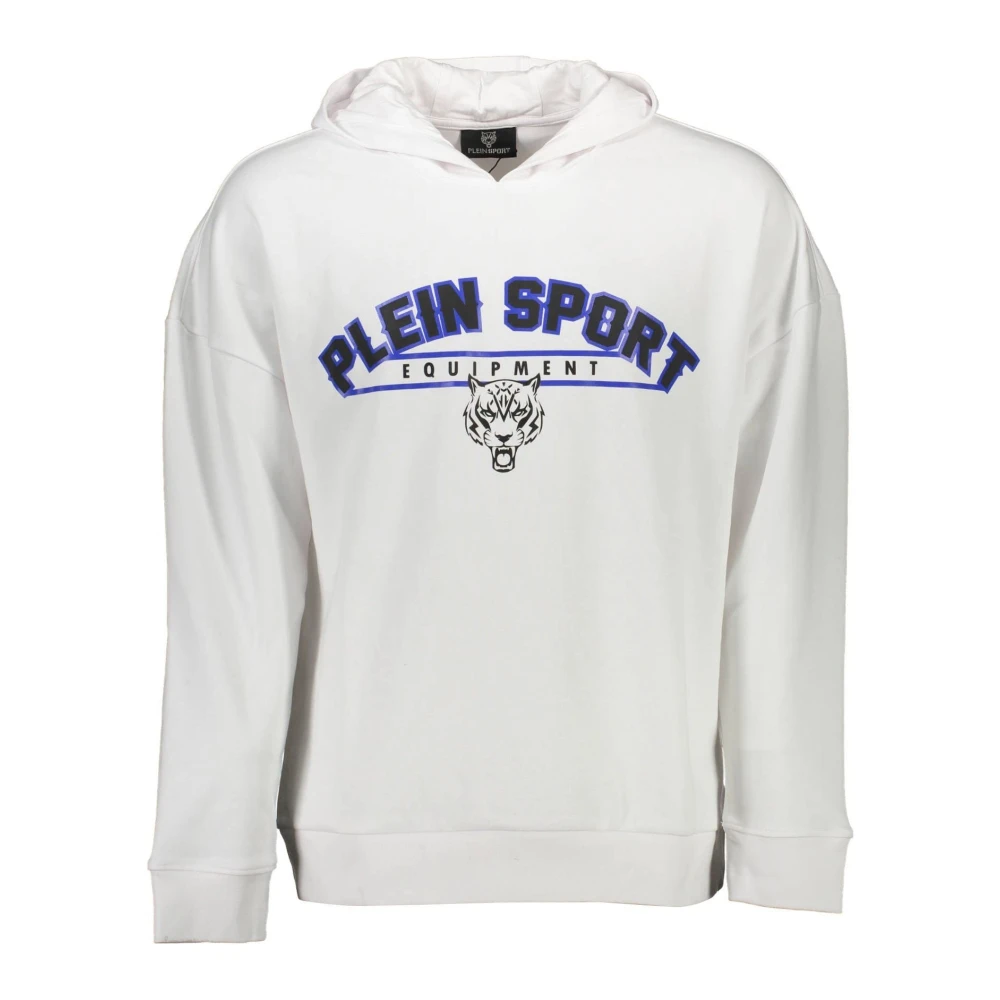 Plein Sport Men's White Hooded Sweatshirt Long Sleeve - Long Sleeve Training Tops - L - Sport