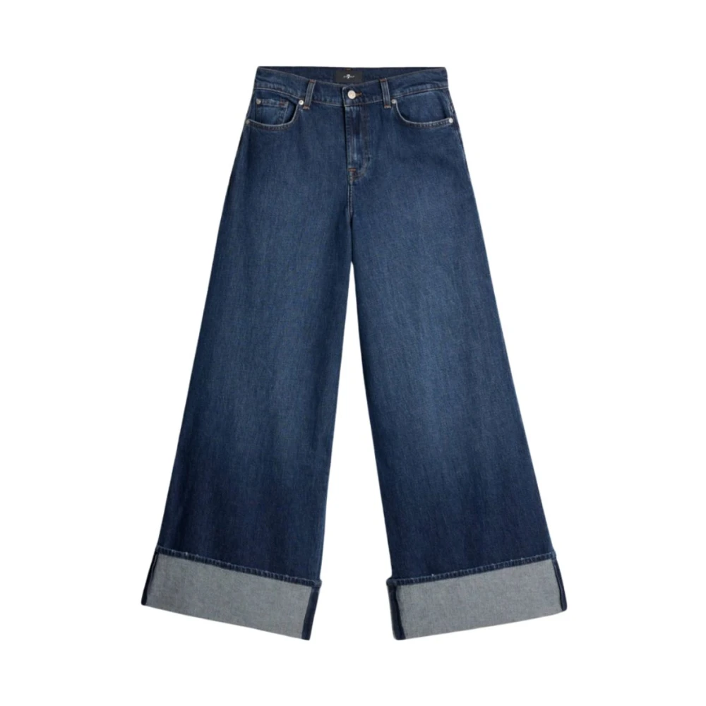 7 For All Mankind Women's Blue Wide Jeans,, High Waist Wide-Leg Flare Jeans W26