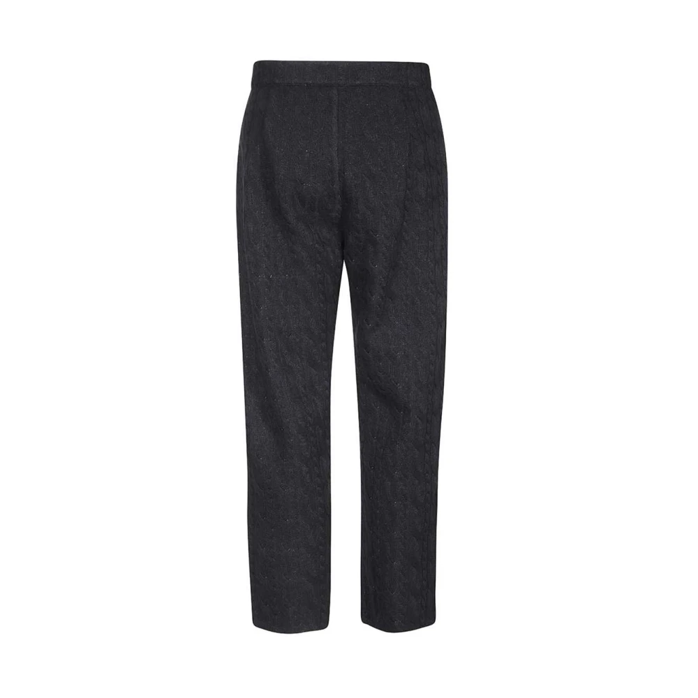 Opening Ceremony Gebreide broek met kabelpatroon en logo patch Blue Heren