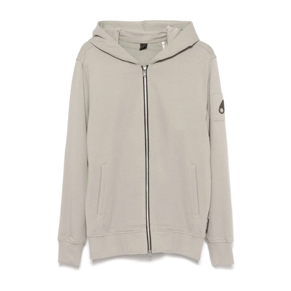 Moose Knuckles Grijze Hoodie met Rits 100% Katoen Gray Heren
