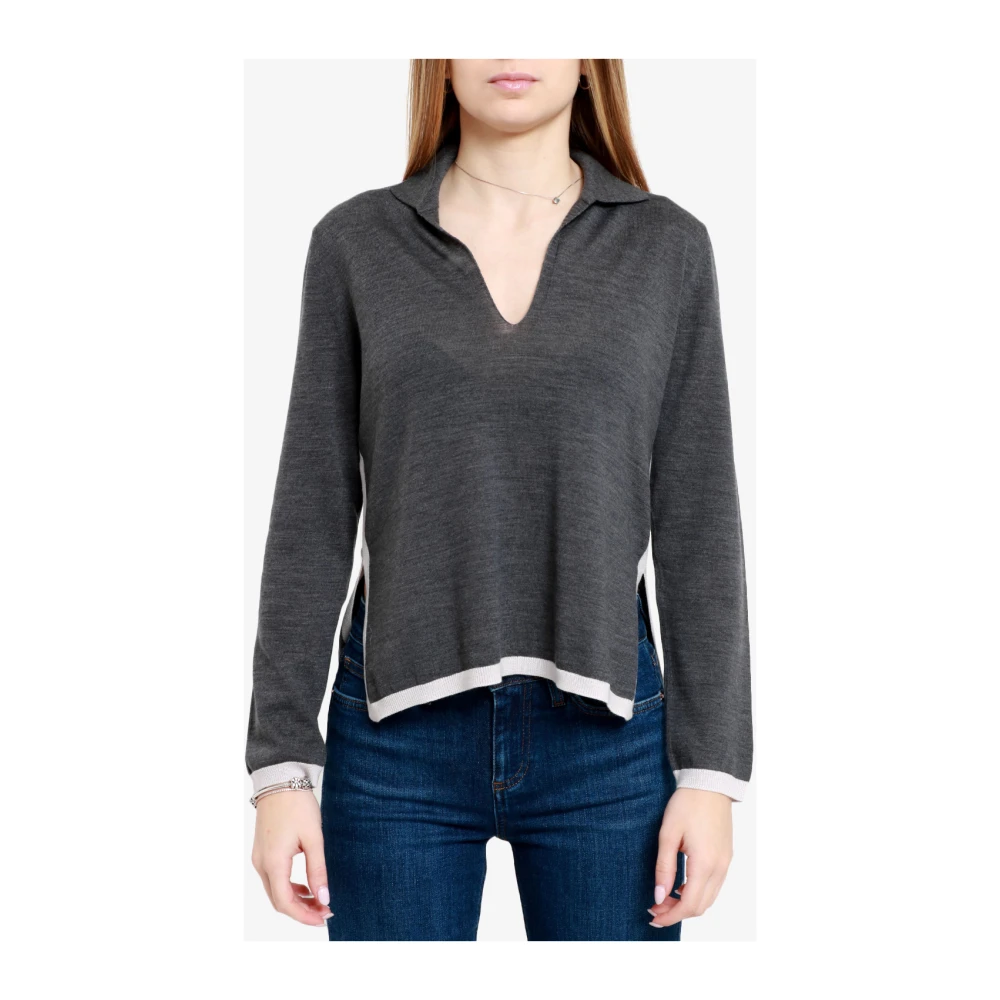 Gran Sasso Kasjmier Polo Trui Grijs Gray Dames
