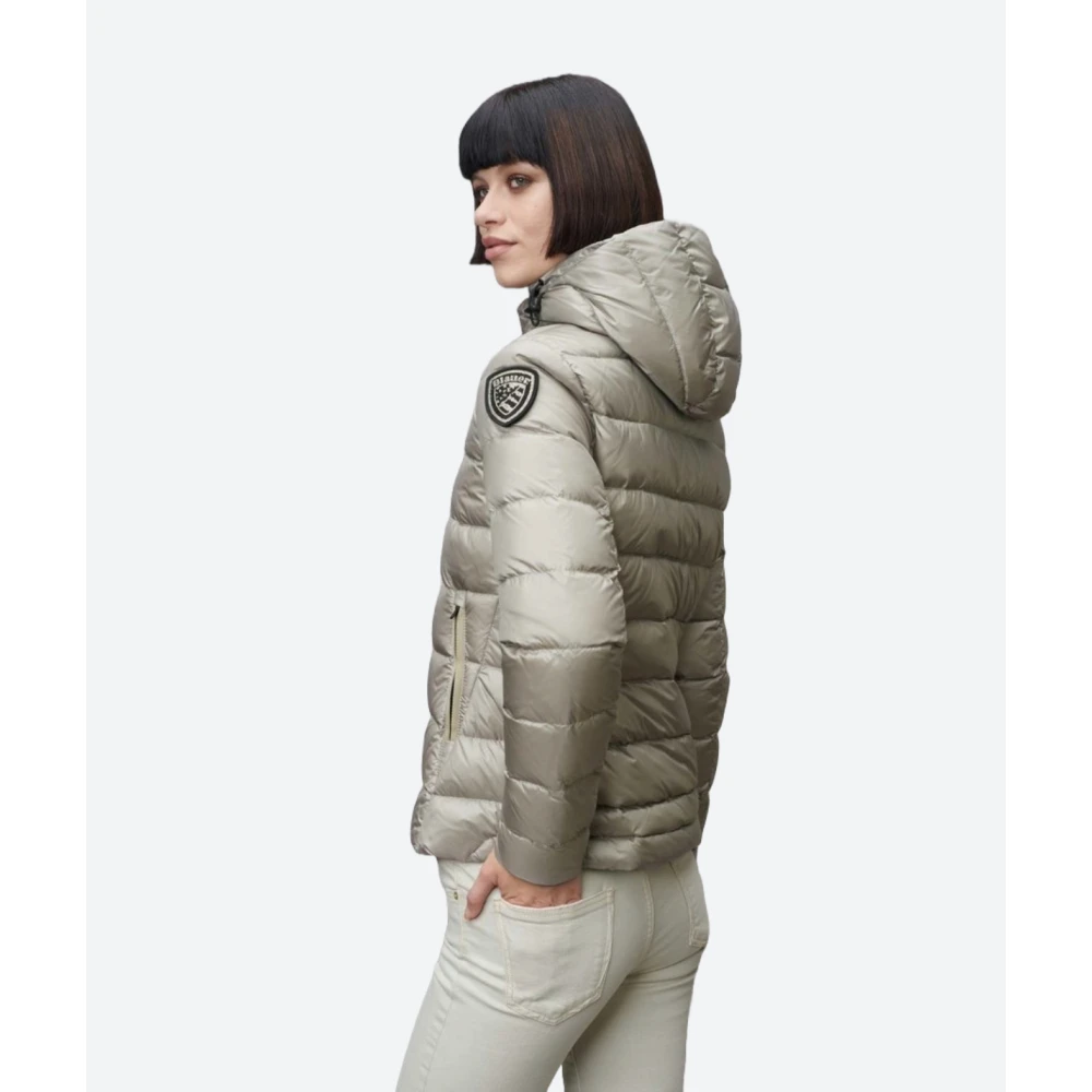 Blauer Capuchon Charme Gewatteerde Jas Gray Dames