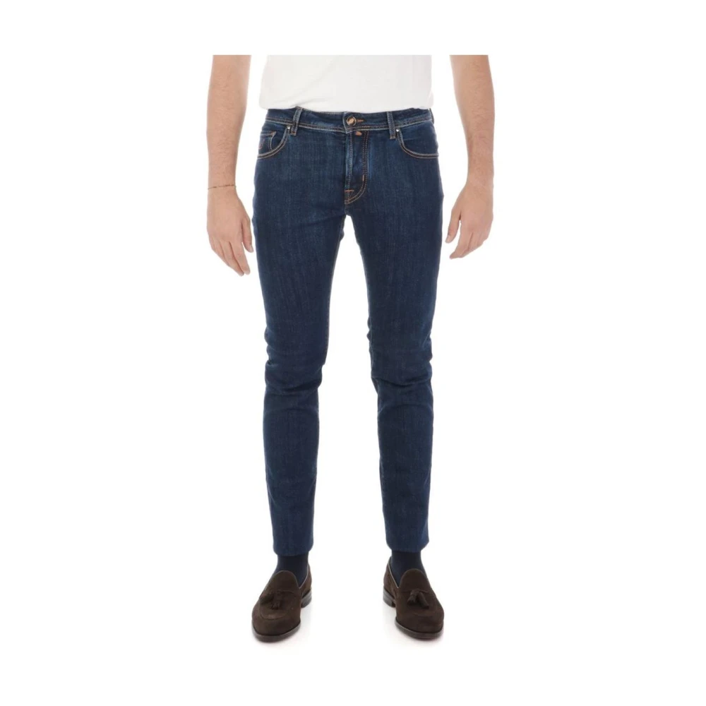 Jacob Cohën Slim Fit Blauwe Jeans met Gouden Stiksels Blue Heren