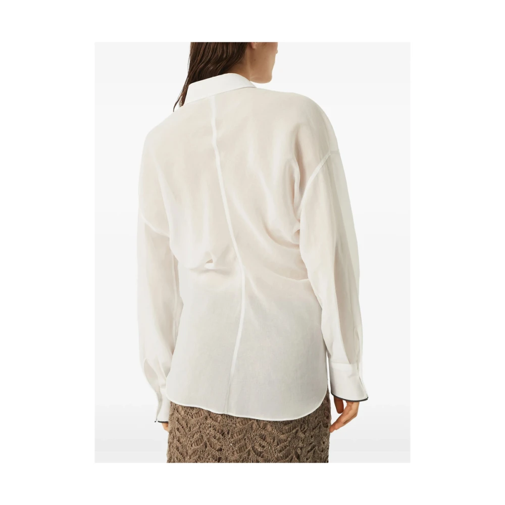 BRUNELLO CUCINELLI Witte Klassieke Kraag Blouse White Dames