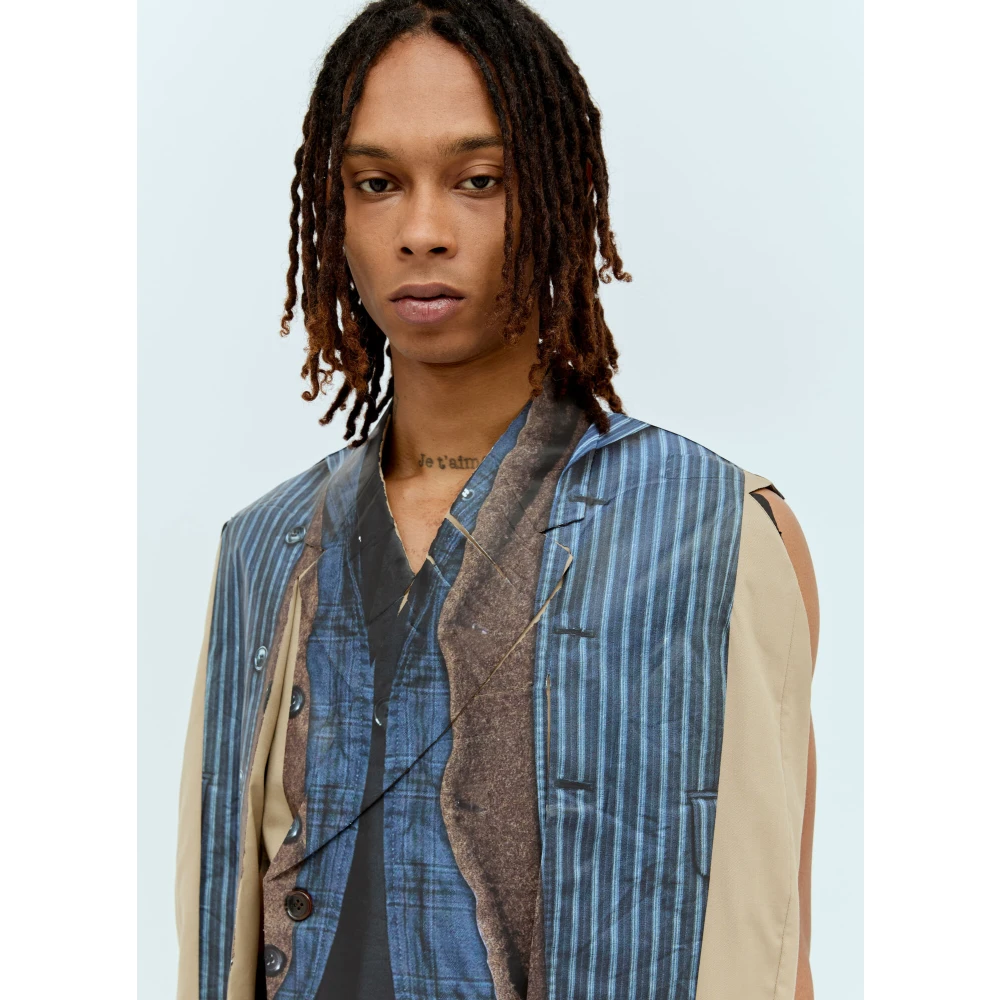 Comme des Garçons Trompe LOeil Double-Breasted Blazer Blue Heren