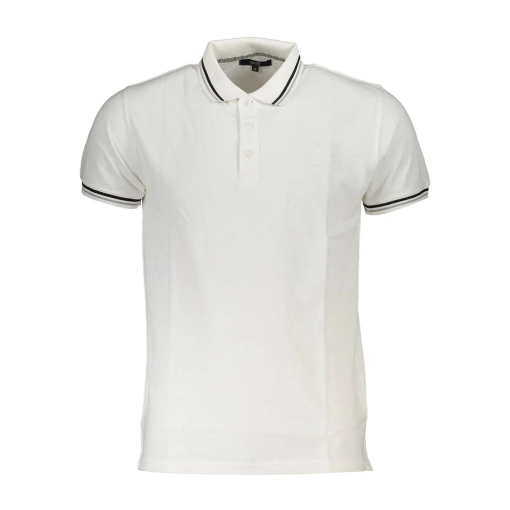 Cavalli Class Geborduurd katoenen poloshirt White Heren