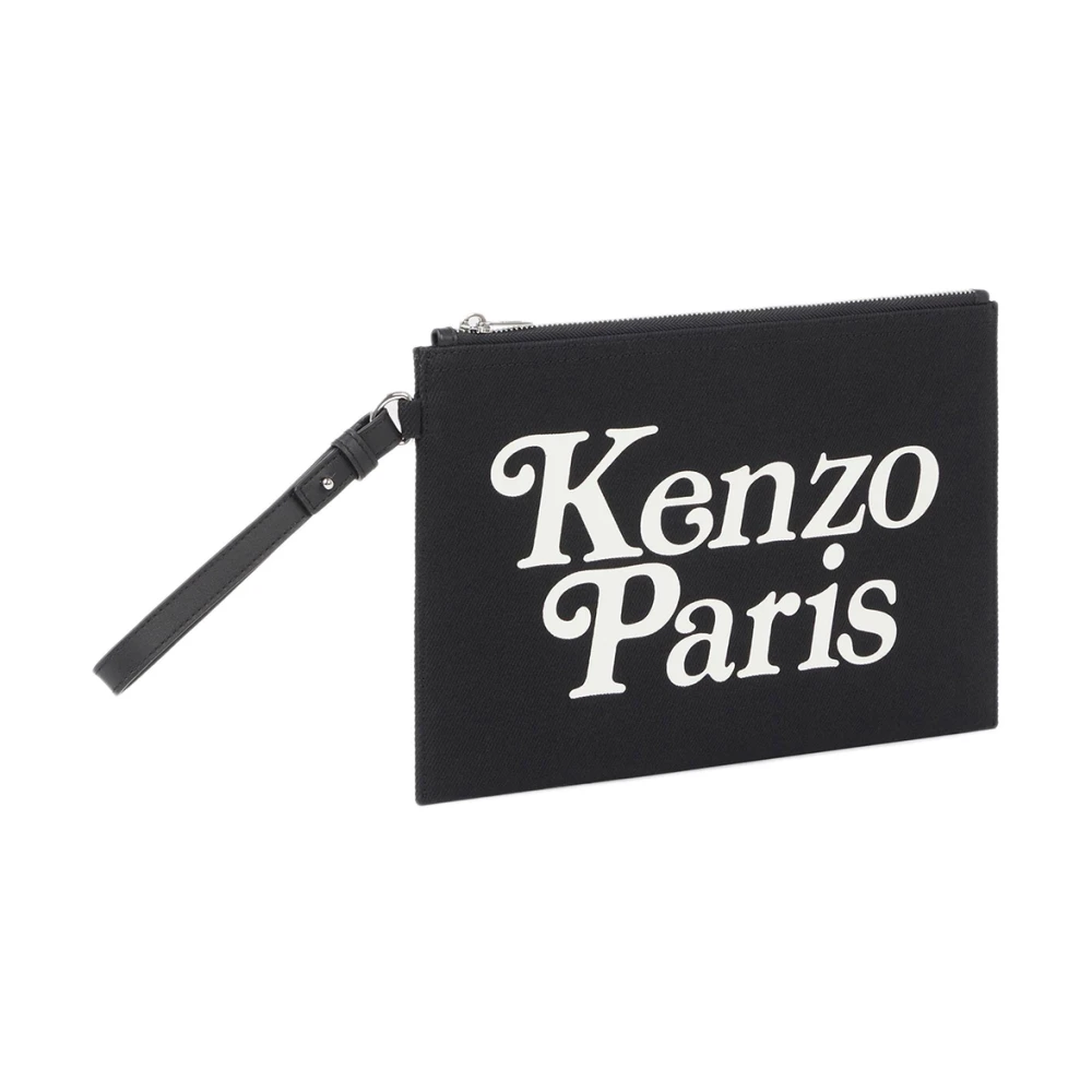 Kenzo Zwarte katoenen tas met logo print Black Heren