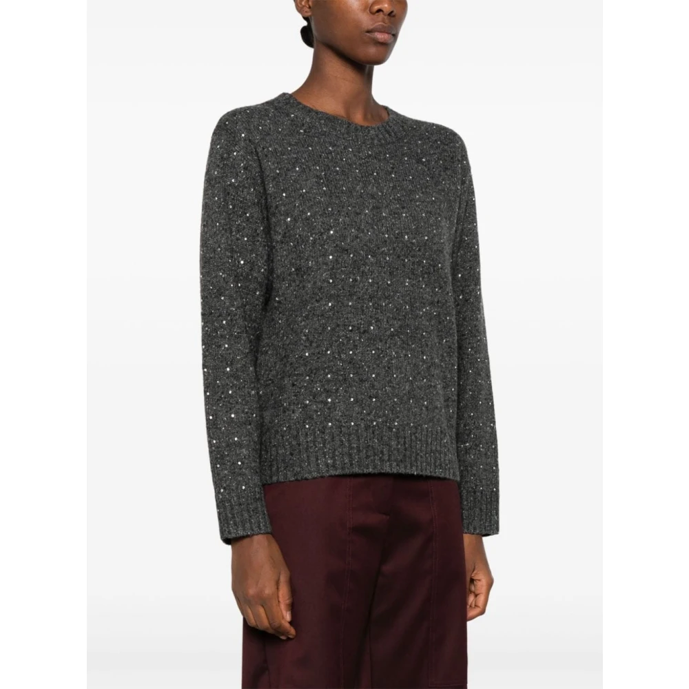 pinko Grijze Gebreide Trui met Kristalversiering Gray Dames