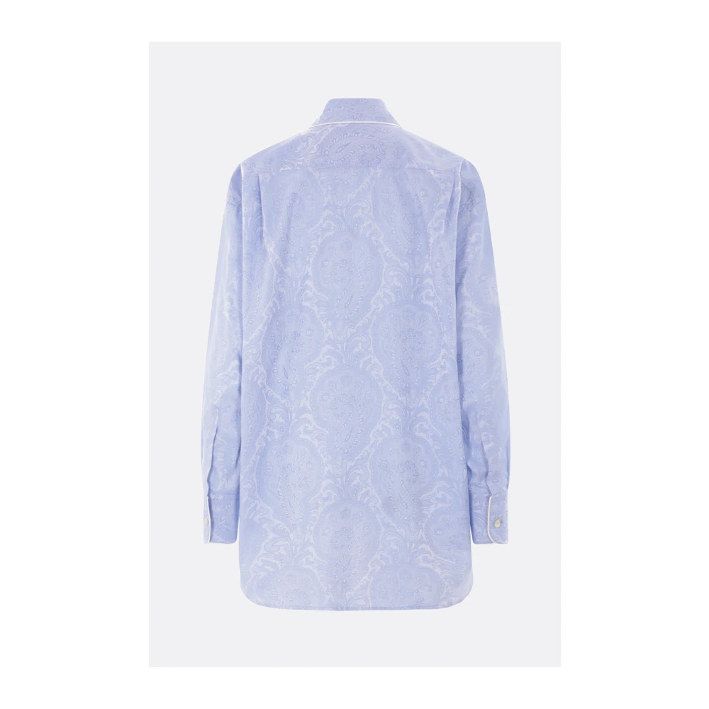 ETRO Blauwe Paisley Jacquard Overhemd Blue Dames