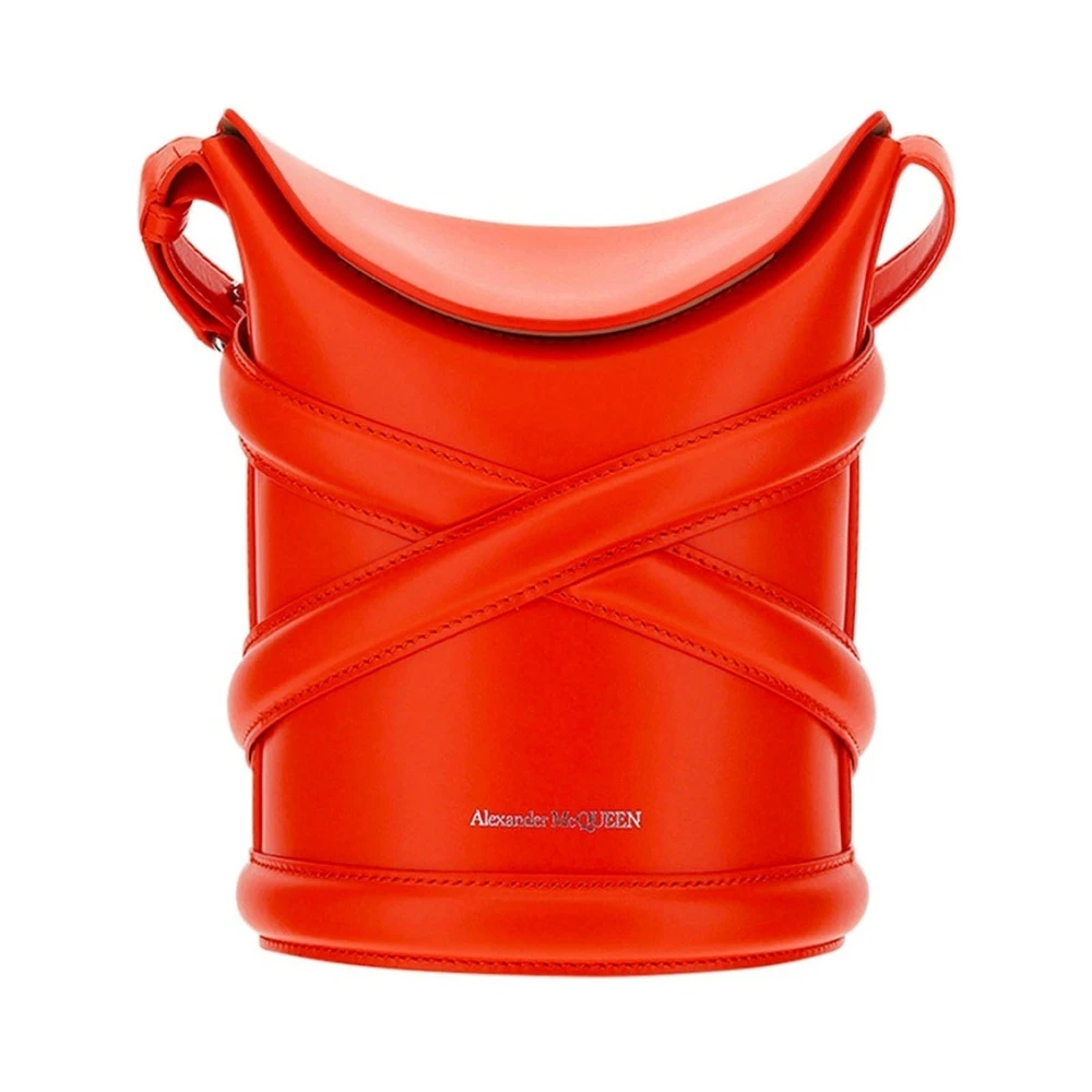 Alexander McQueen Curve Bucket Väska med Magnetisk Stängning Orange, Dam