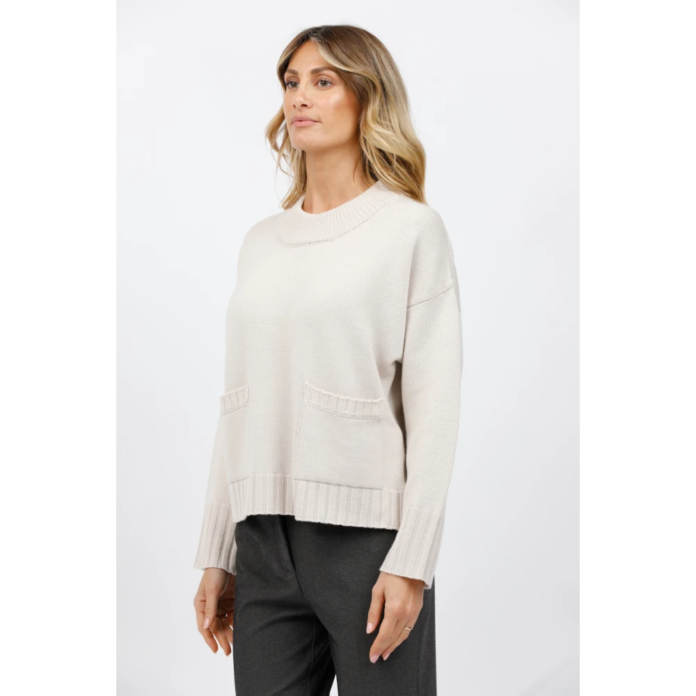 Alpha Studio Top met zakken aan de voorkant Beige Dames