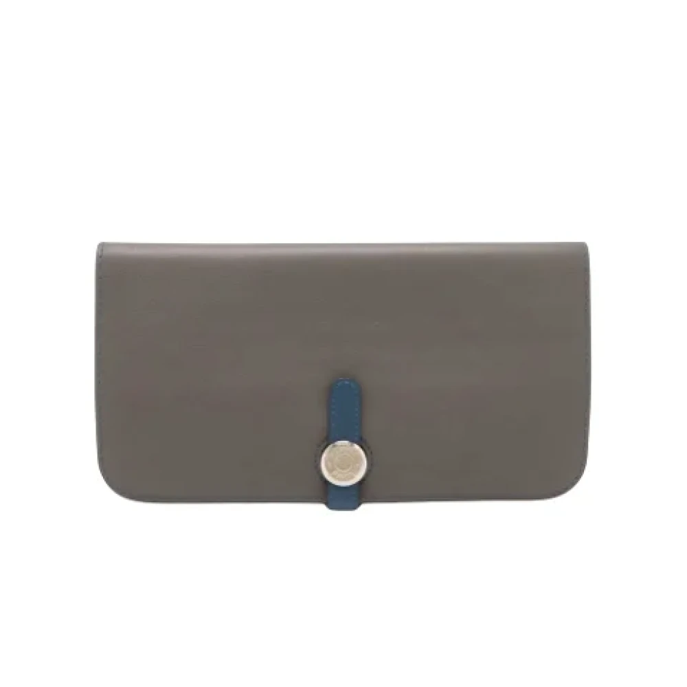 Hermès Vintage Pre-owned Leather wallets Gray Dames