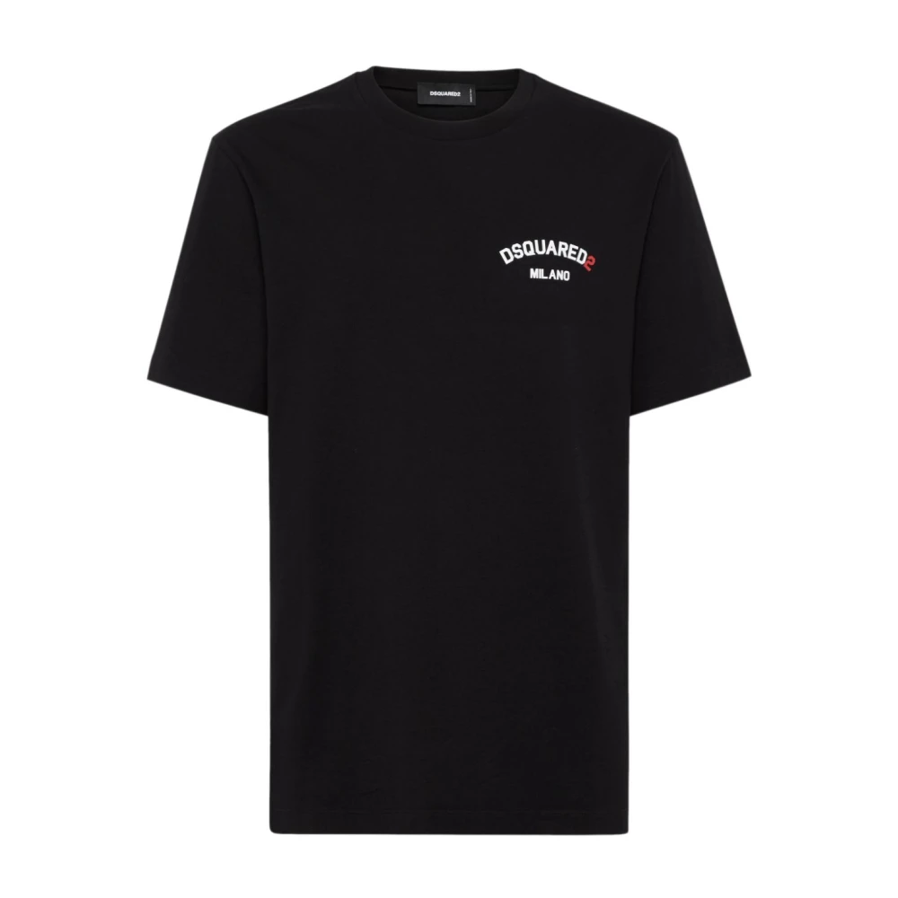 Dsquared2 Monogram Katoenen T-shirt met Geribbelde Hals White Heren