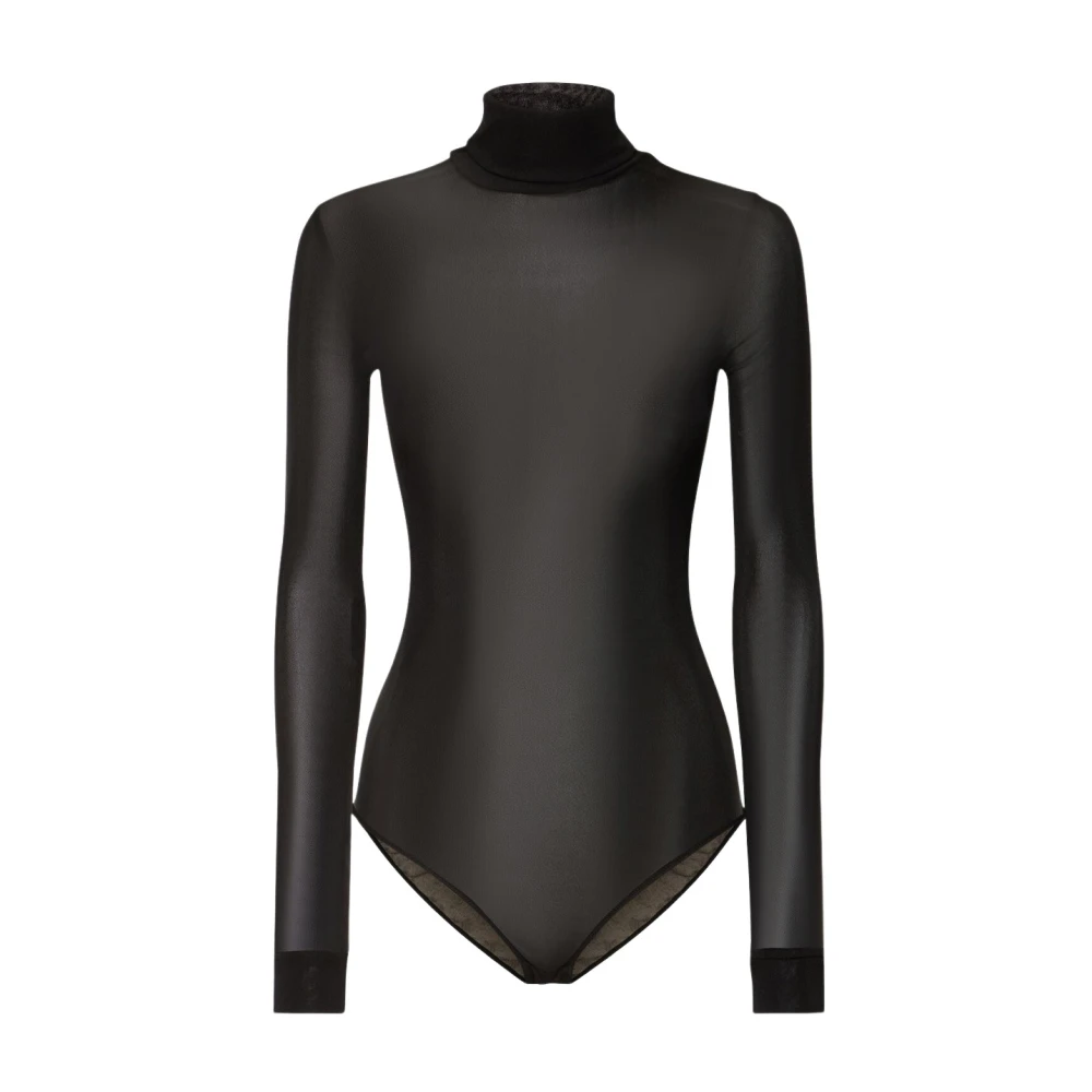 Maison Margiela Stijlvolle Turtleneck Body in viscose Black Dames
