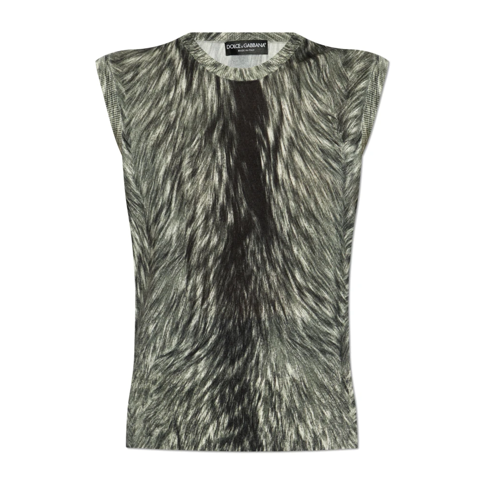 Dolce & Gabbana Mouwloze zijden top Gray Dames